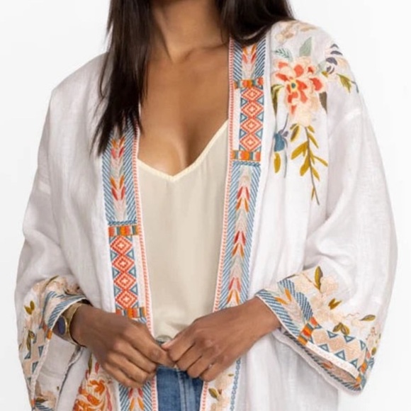 Johnny Was heavily embroidered CERETTI LINEN KIMONO/JACKET RARE - Picture 7 of 10